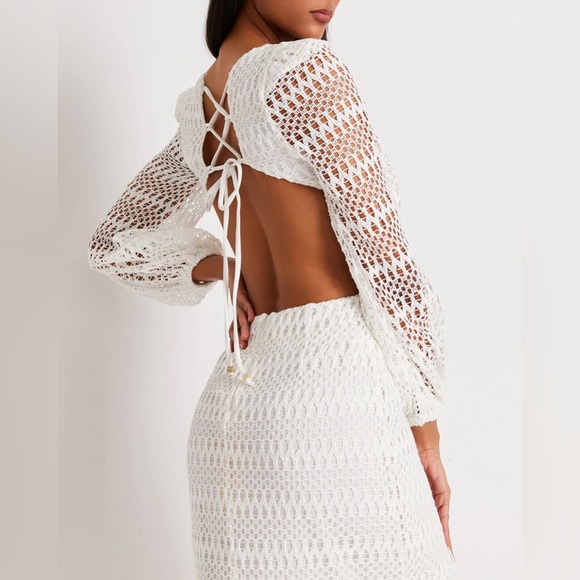 PatBO Crochet Cut Out Maxi Dress in White 0 - Picture 4 of 11